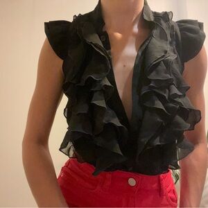 Y2K Sheer Ruffle Blouse
